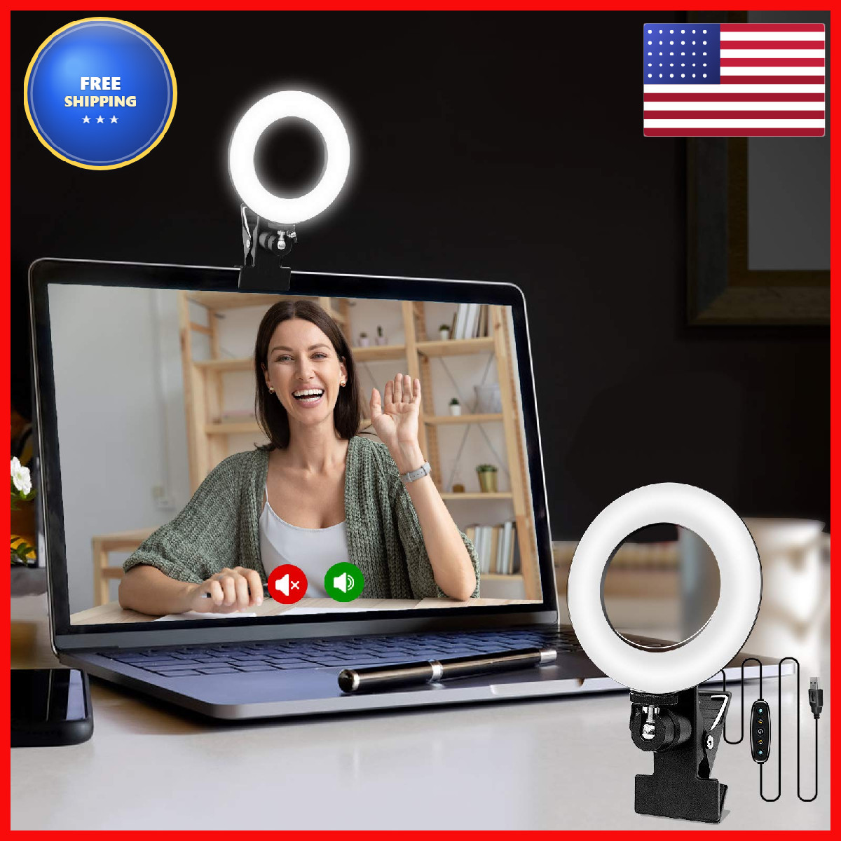 Cyezcor Video Conference Lighting Kit Ring Light For Monitor Clip Onfor Remote