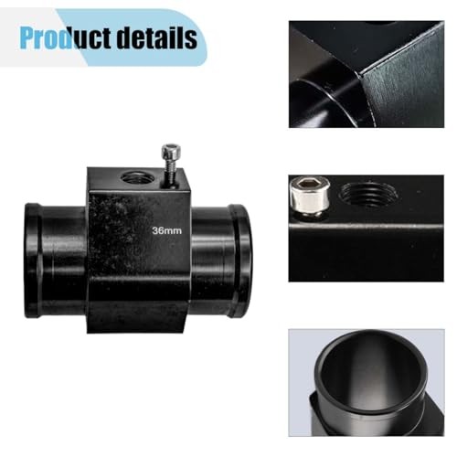 3PCS Auto Water Temp Joint Pipe, Aluminum Sensor Gauge Radiator Hose 36MM