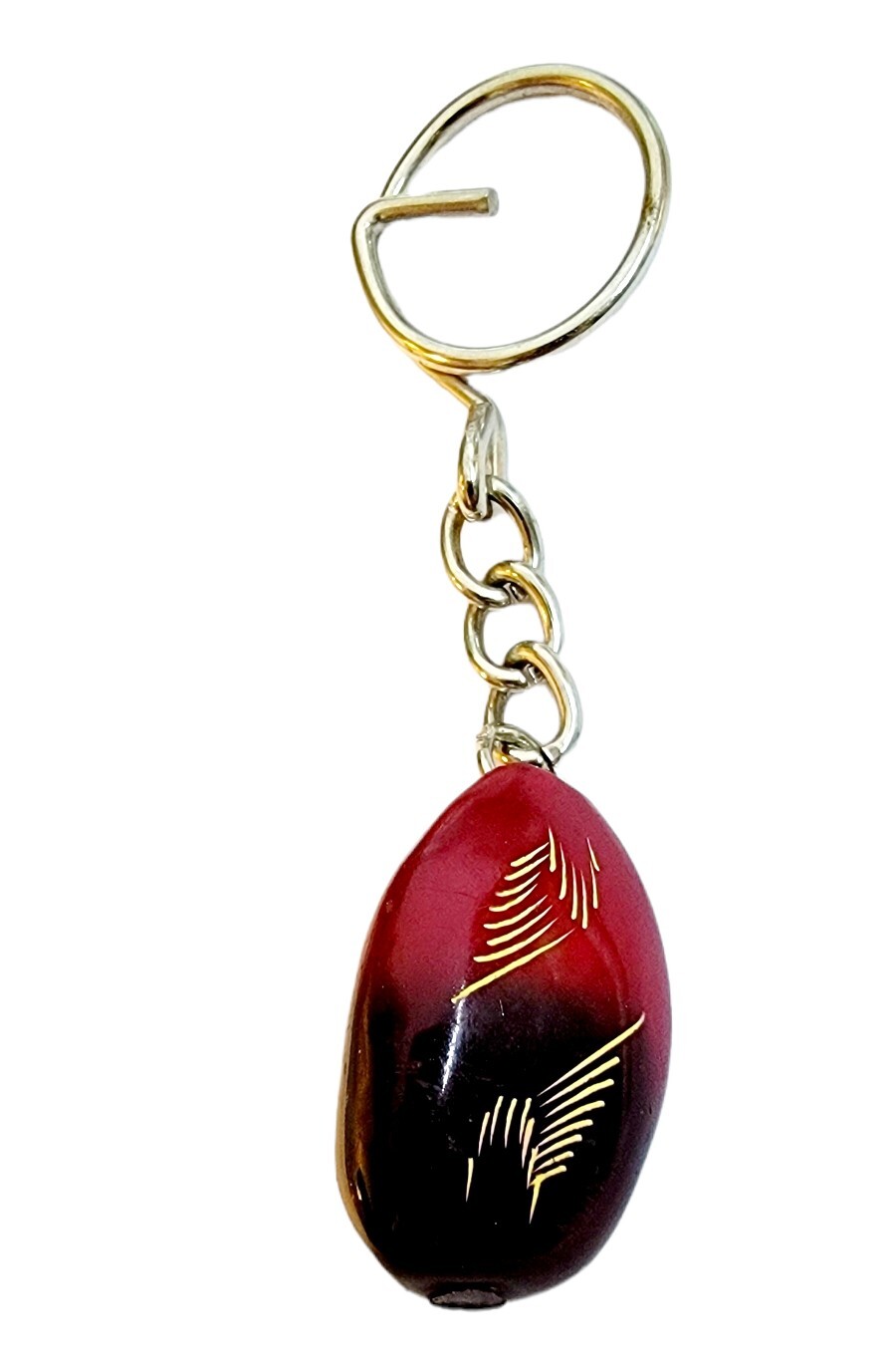 Artisan Bamboo Etching Keychain Multitone Resin Stone Sculpted Etched Keyring