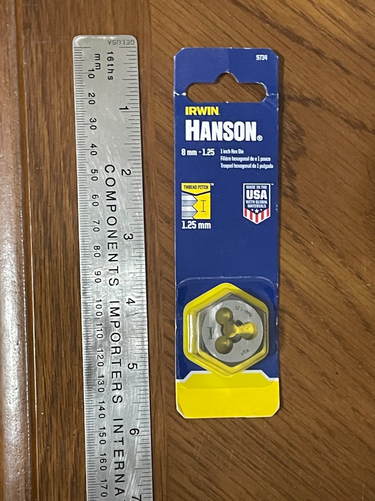M8 X 1.25 Metric 1" Hex Die Irwin Hanson 9734 8MM Carbon Steel