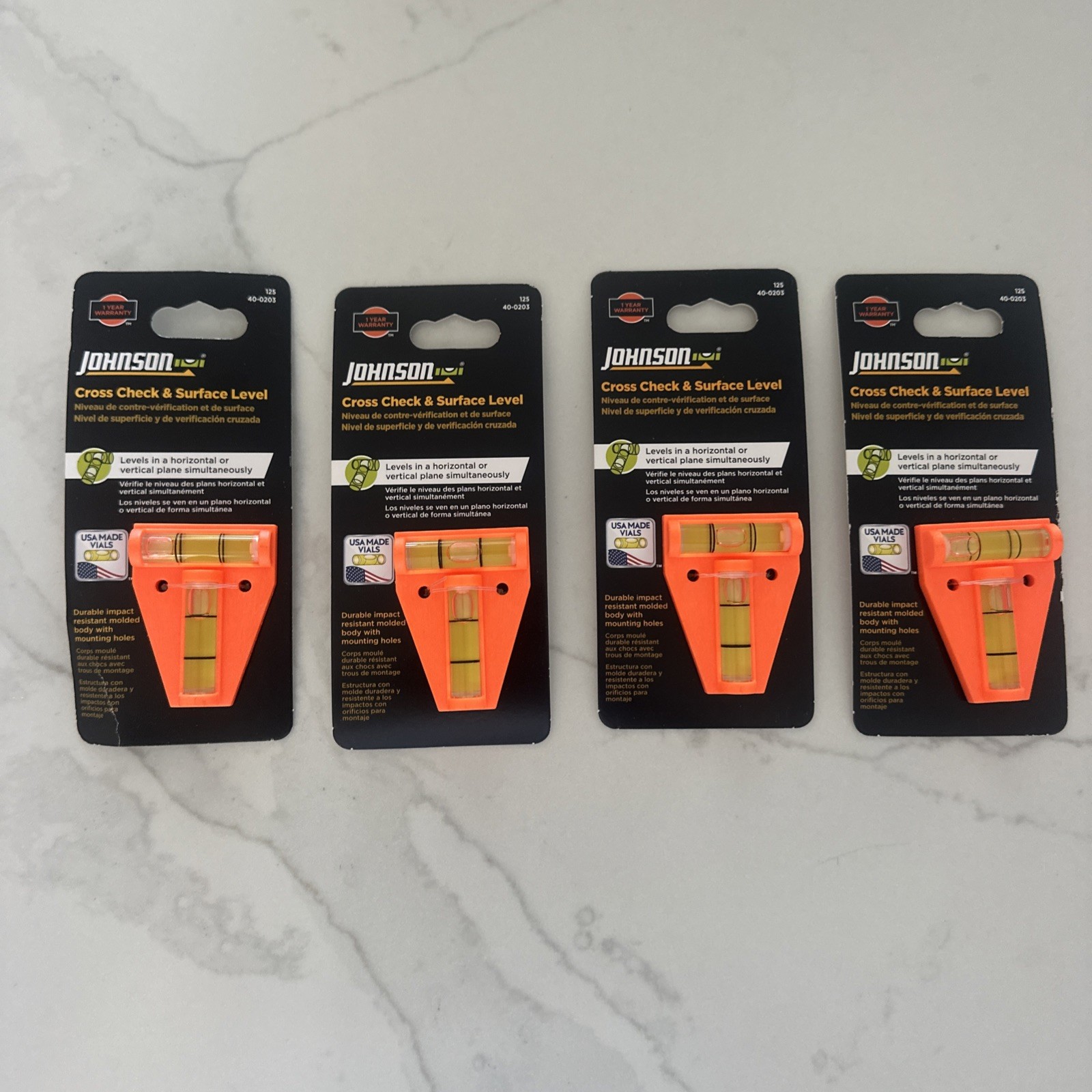 Johnson Level & Tool 125 Cross Check Level 4 Pack - New