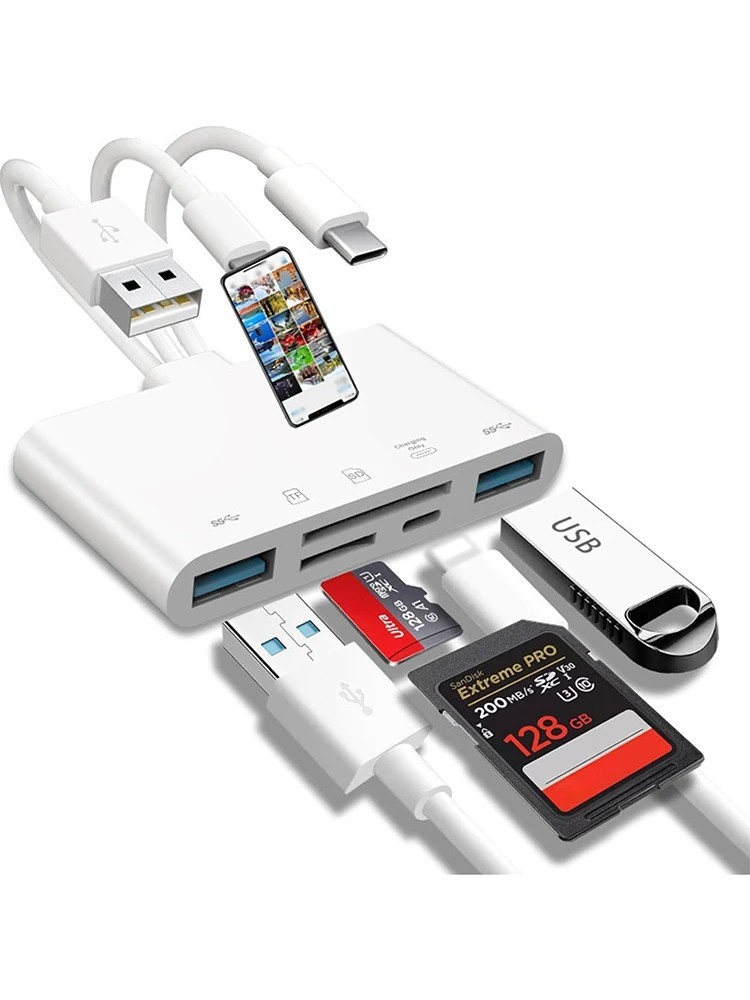 5 in 1 Memory Card Reader USB 3.0 OTG Adapter SD Card Reader For iPhone/iPad LOT