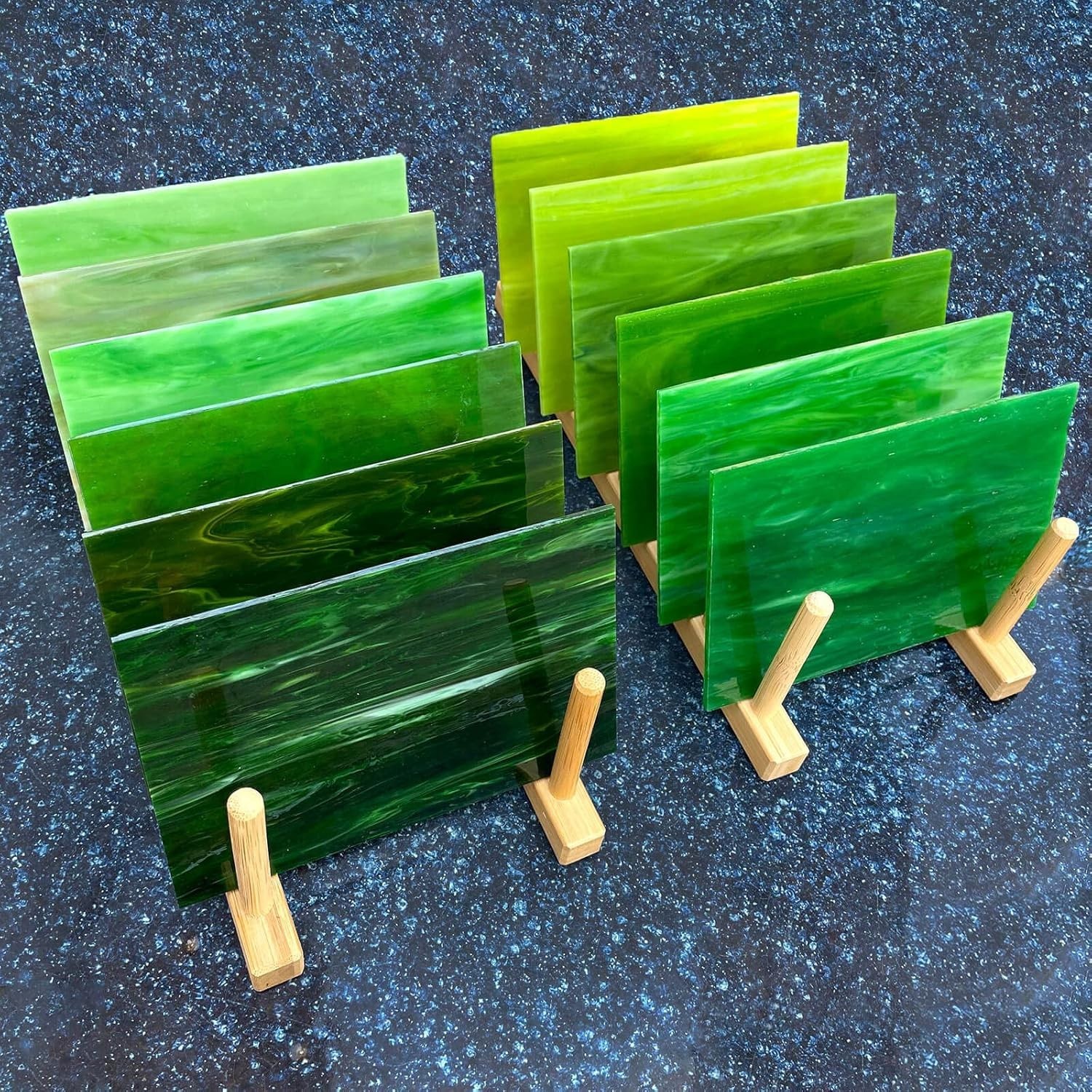 LITMIND 12 Sheets Green Stained Glass Sheets, 4 x 6"L*4"W(12pcs), Mixed