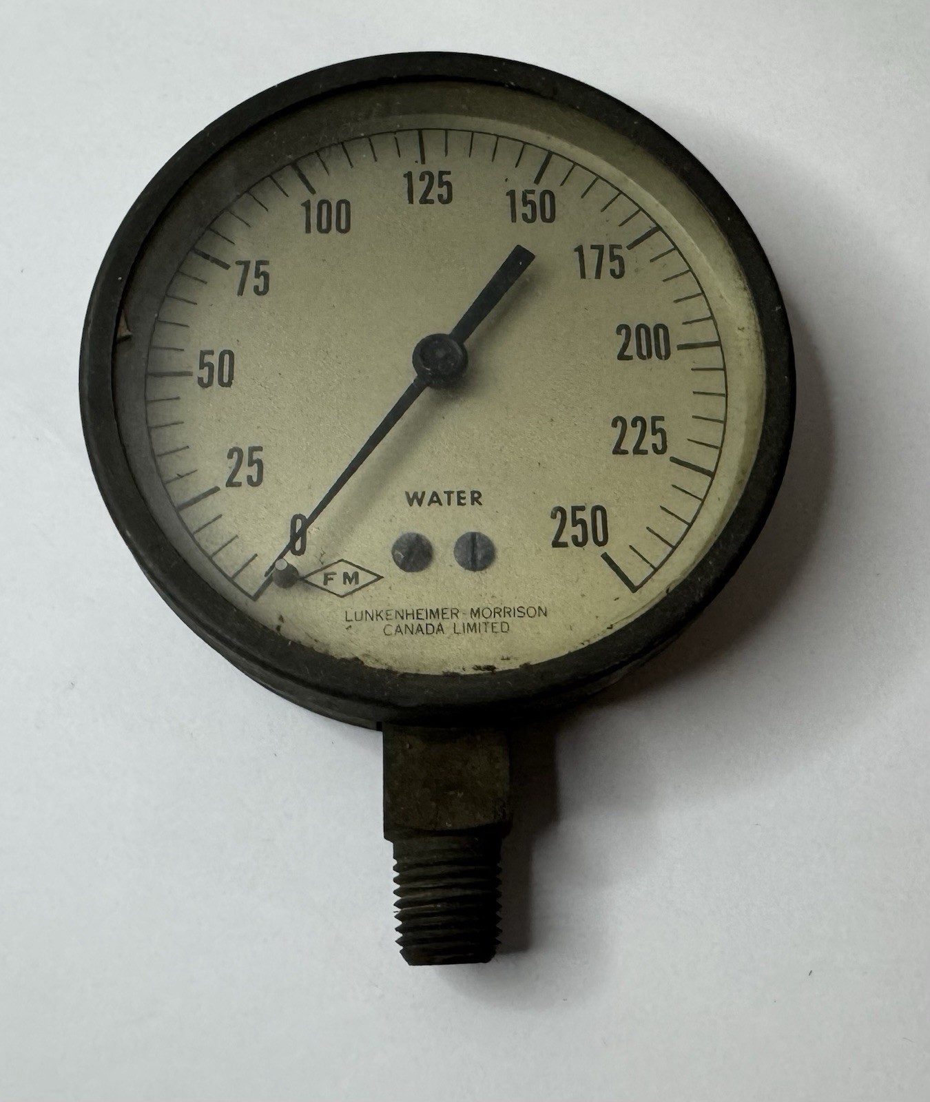 Vintage Lunkenheimer Morrison Canada Limited Brass Water Gauge Gage Display 3.5”