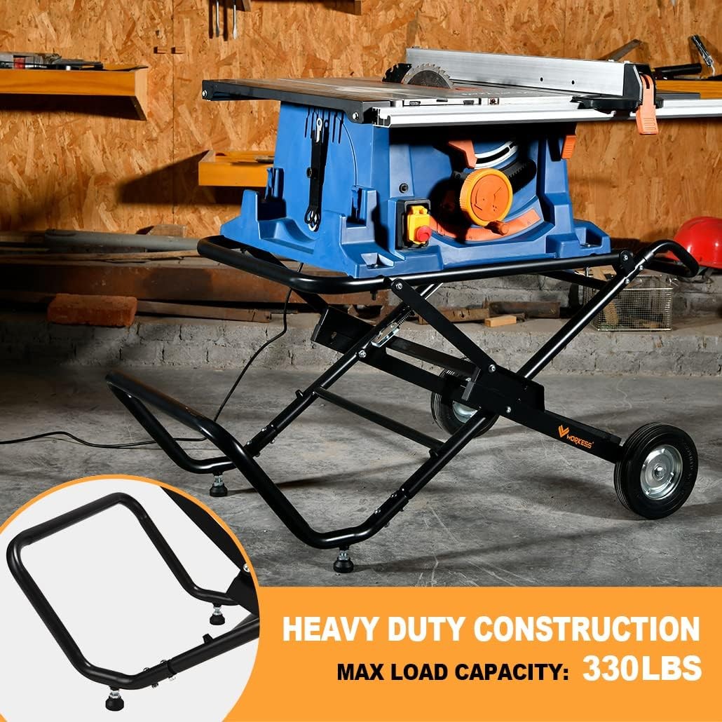 Portable Table Saw Stand, 330 Lbs Load Capacity Rolling Foldable Table Saw Table