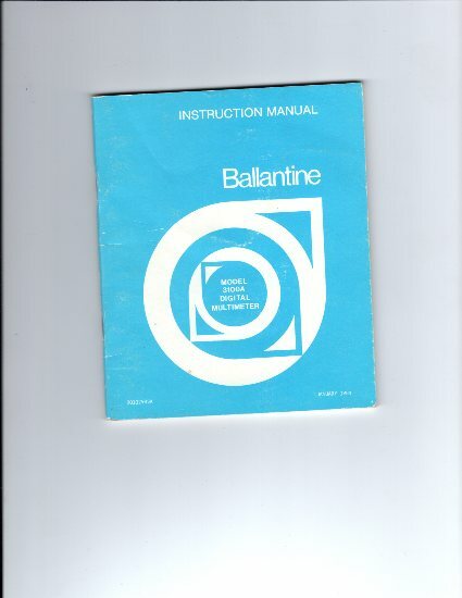 Original Ballantine Model 3100A Digitat Multimeter Instruction Manual