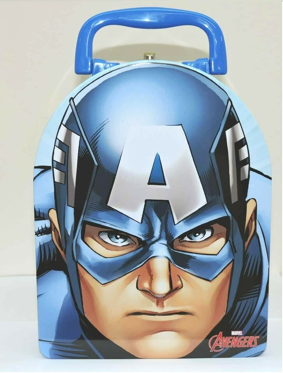 Captain America - Tin Lunch Box - Marvel - Head Shape - 2015 - SEE DESCRIPTION