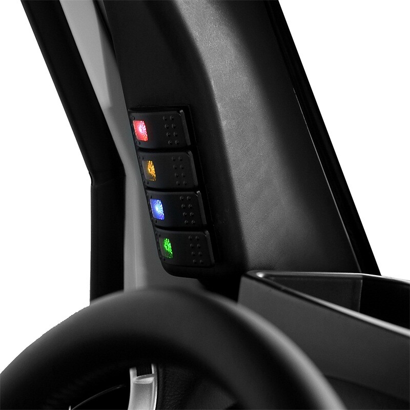 Black Left Side A-Pillar 4 Switch Pod Panel Kit For Jeep Wrangler JK 2011-2018