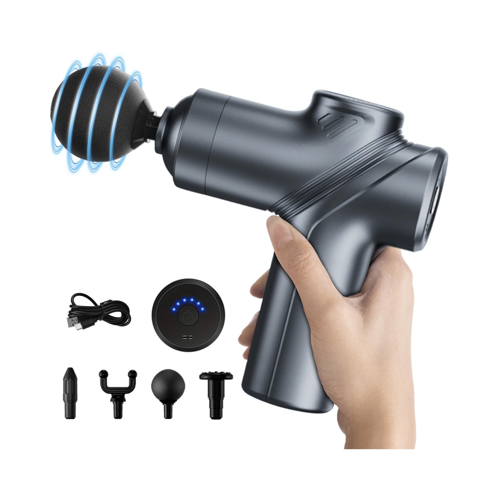Massage Gun Deep Tissue, Silent Motor and Portable Massage Gun with 4 Interch...