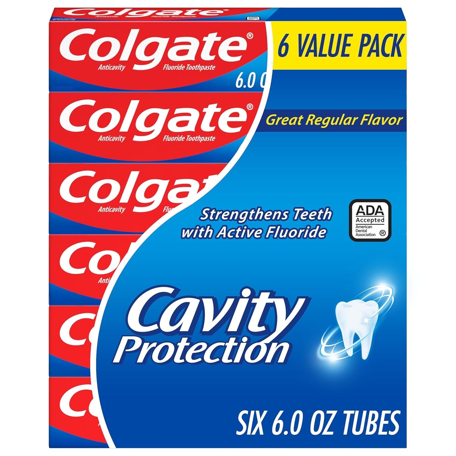 Colgate Cavity Protection Toothpaste with Fluoride, 6 Ounce (Pack of 6)