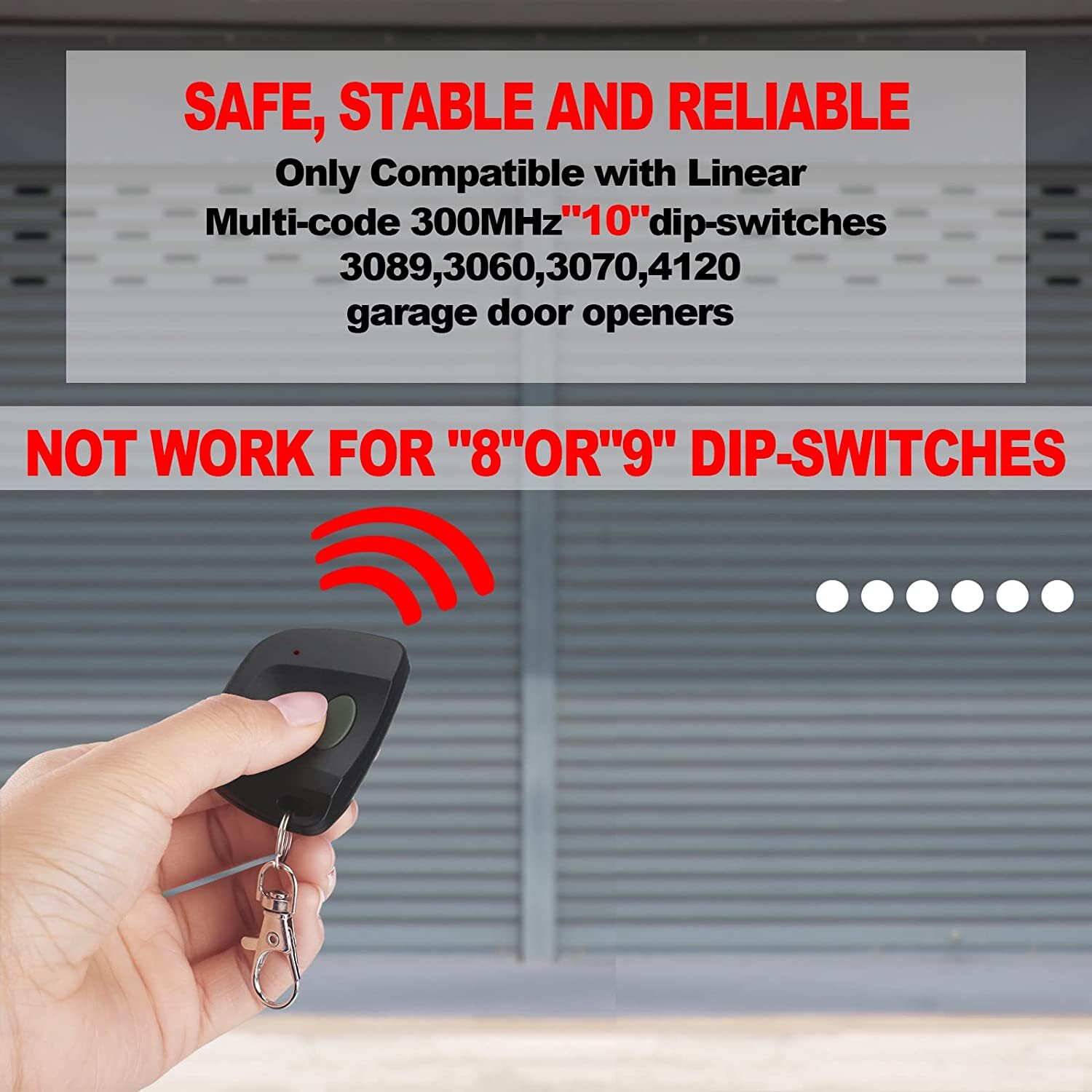 2Pack Fit Linear Multi-Code 300MHz 10 Dip 3089 3060 3070 4120 Garage Door Remote