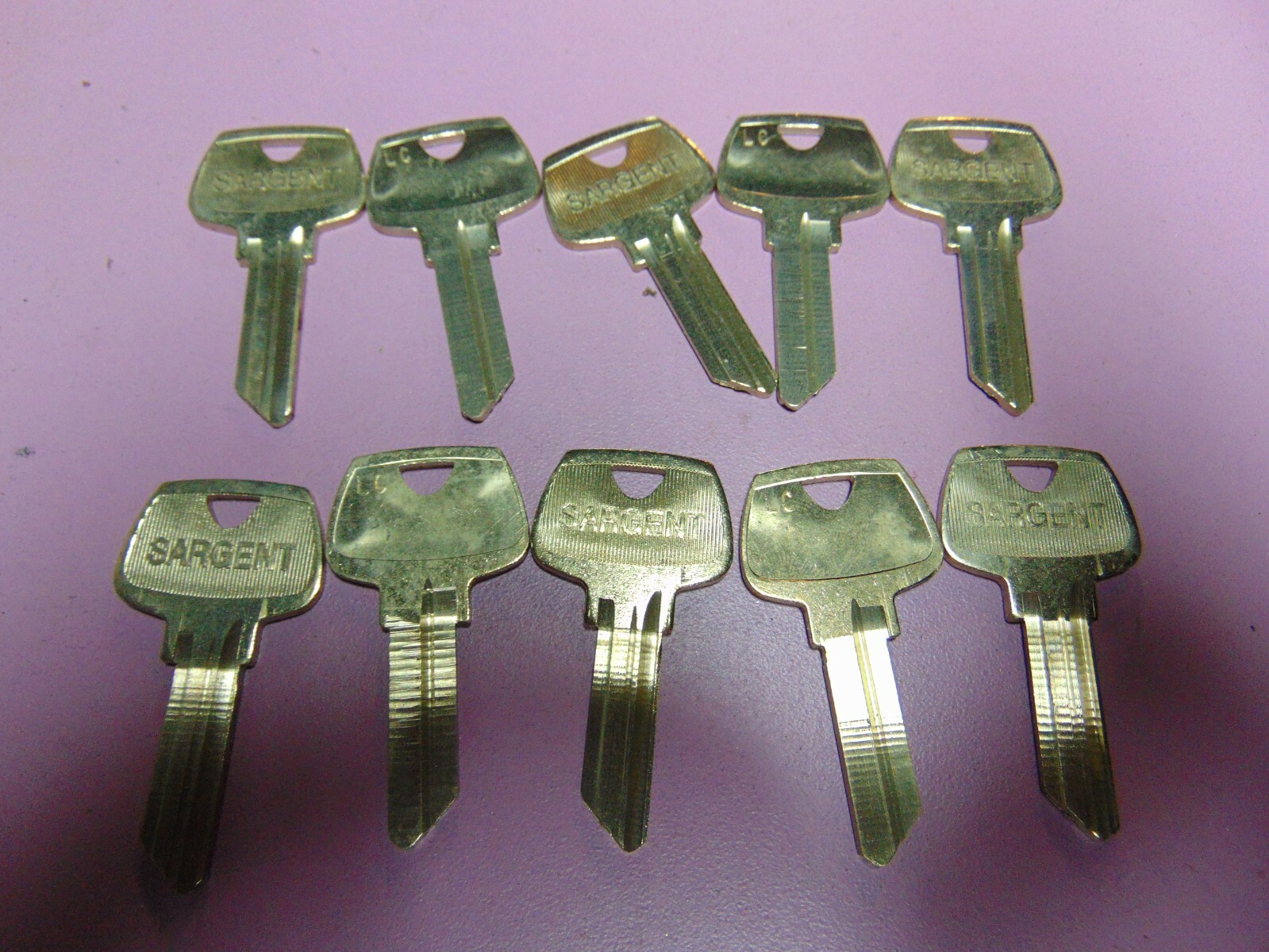 10  KEYS ORG. SARGENT  LC  5  PIN KEYS BLANKS UNCUT       LOCKSMITH