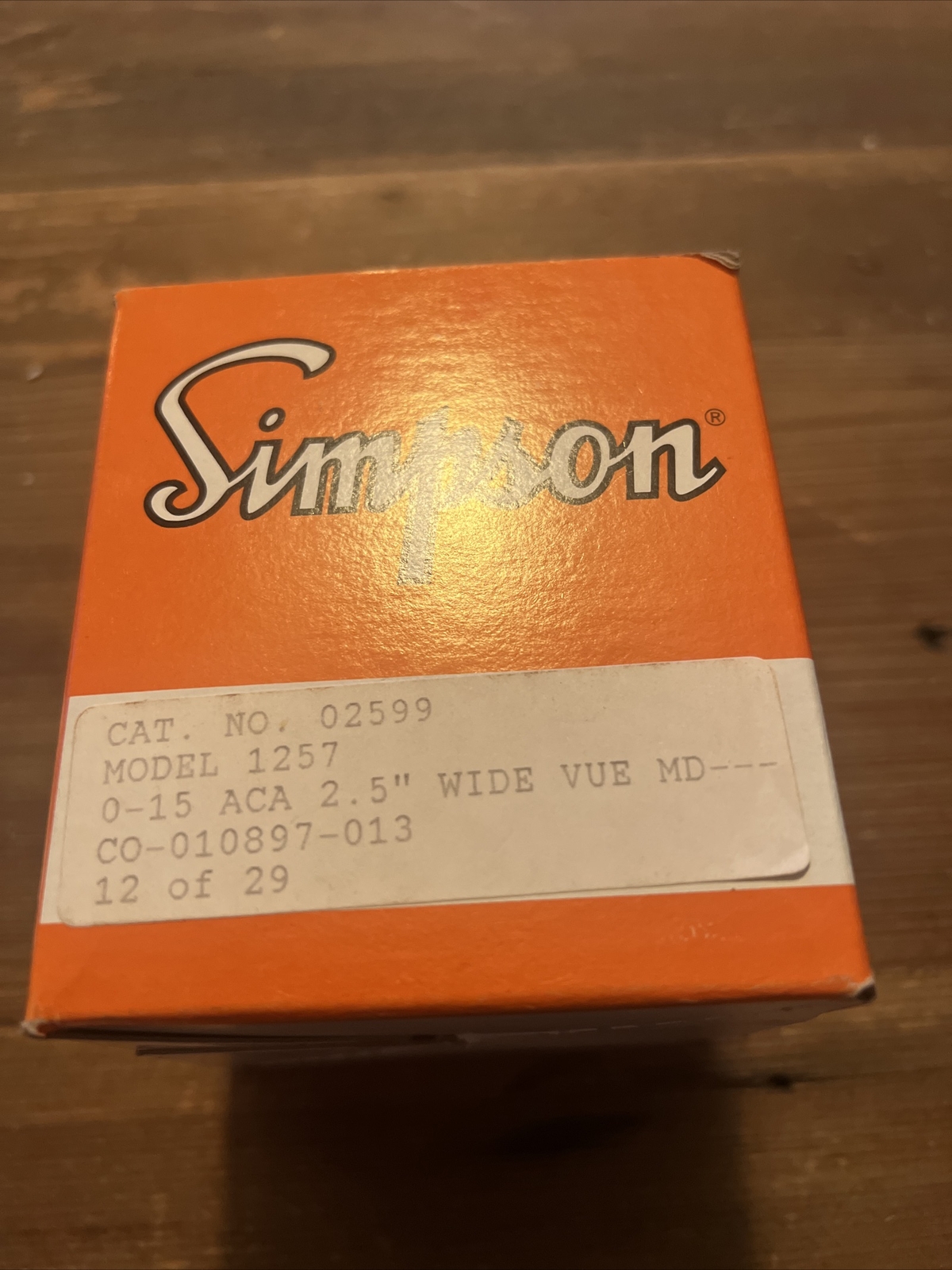 SIMPSON  Model SM1257  PANEL METER (0-15 AC AMPERES)  -new In The Box Wide View