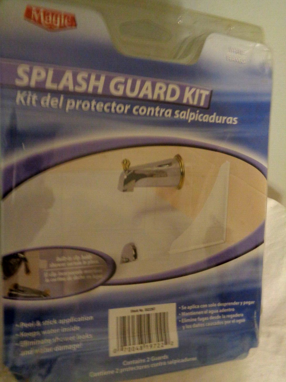 Splash Guard Kit Prevent Water Splashing Tub & Shower Clip Holds Shower Curtain