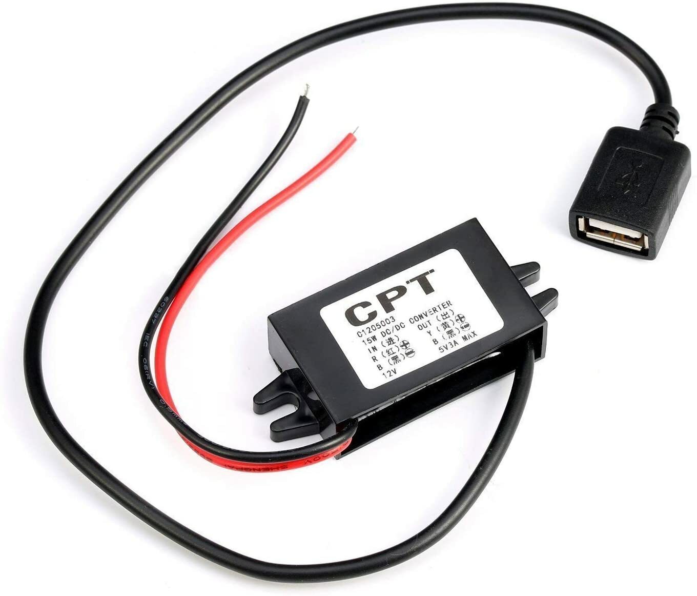 12V to 5V USB Power converter 12 Volt DC Voltage step down 3 amp phone charger