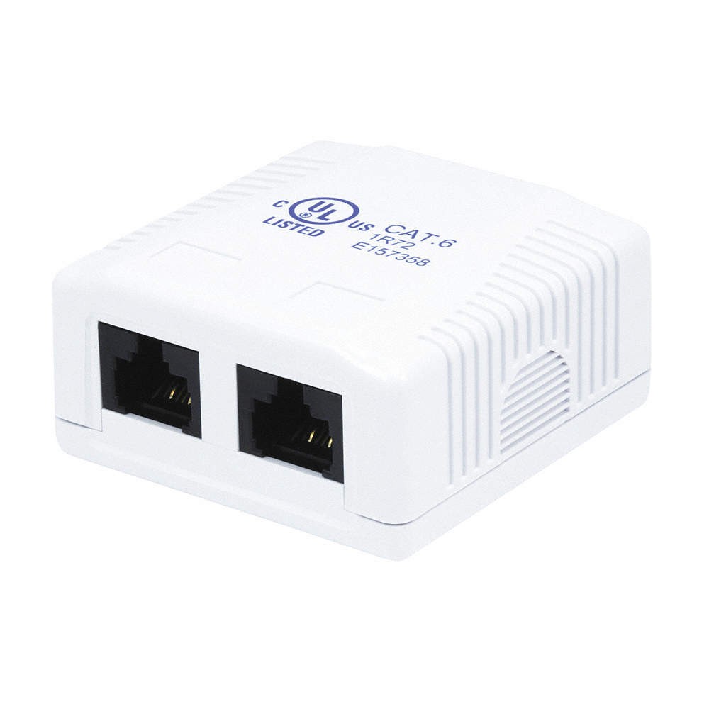 MONOPRICE 7093 Surface Mount Box,Cat6,2P,White 14W970