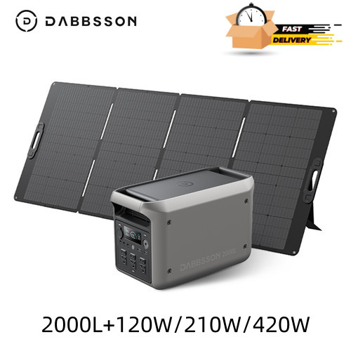 Dabbsson 2200W 2048Wh Portable Power Station w/ Folding Solar Panel for Outdoor