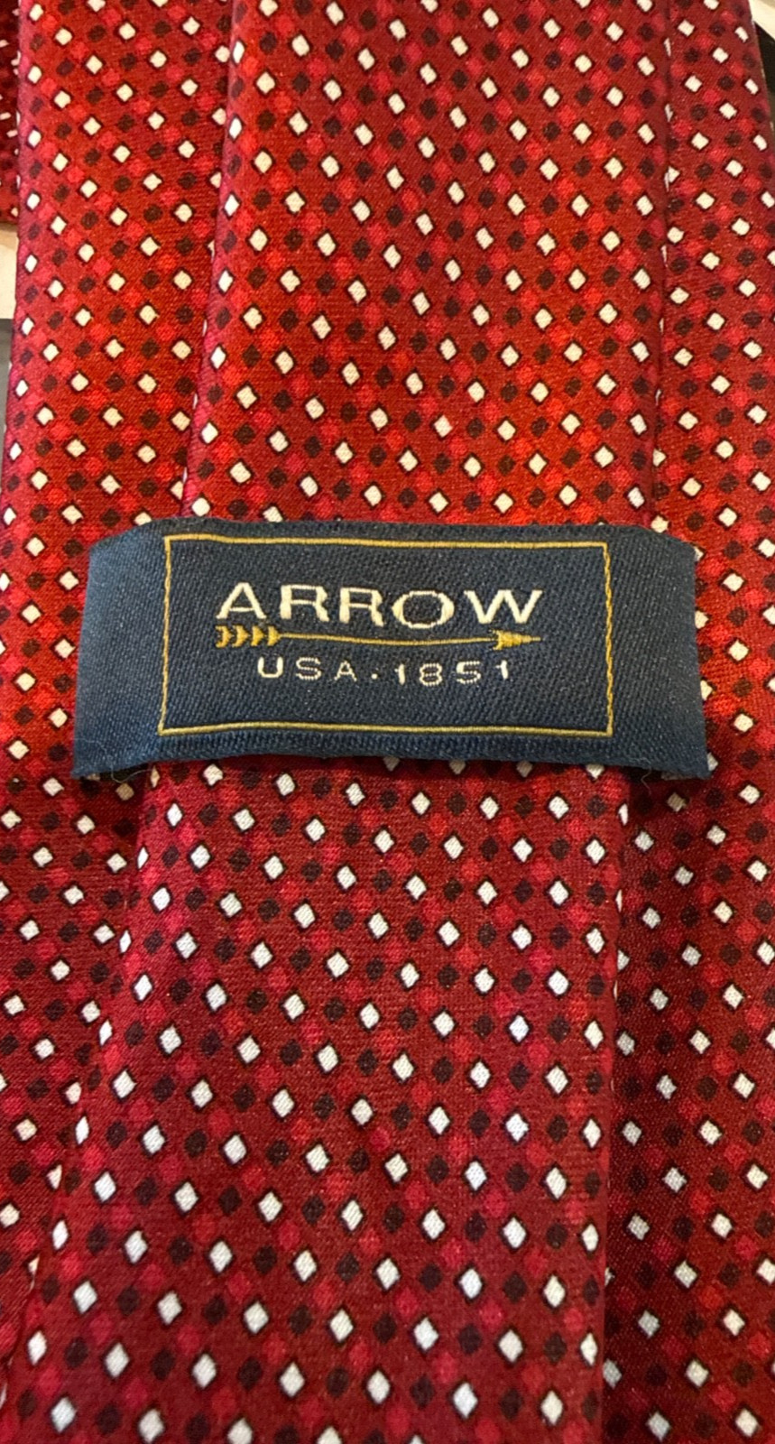 Arrow Polyester Tie Red with white Men Necktie 57 x 3.25