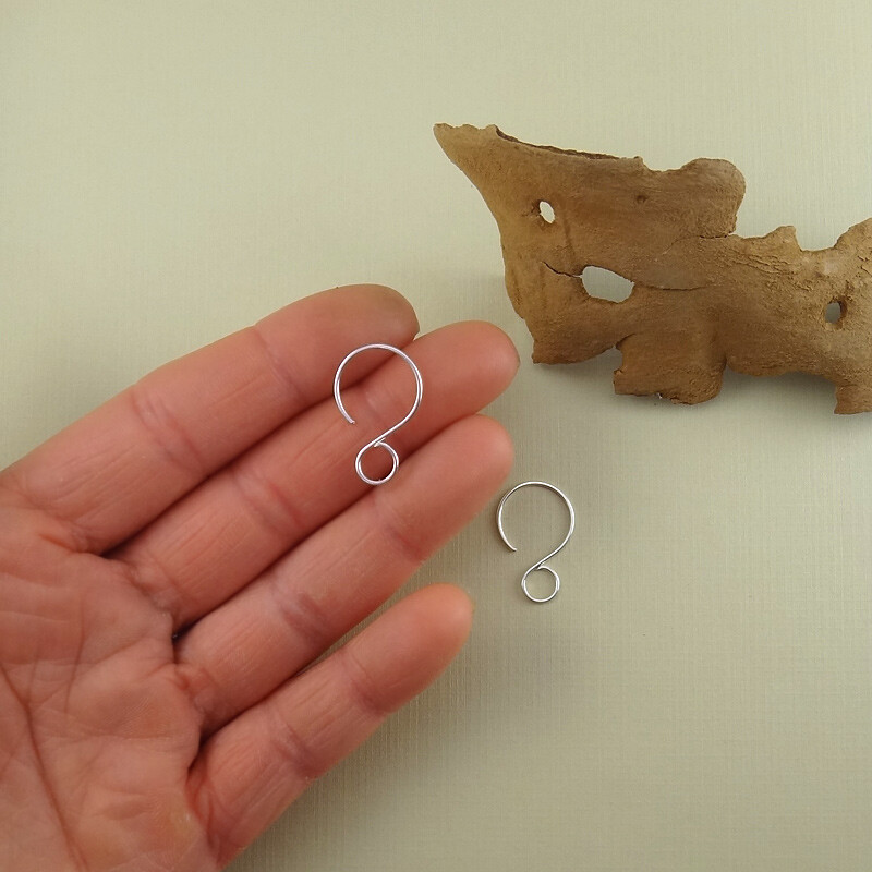 Handmade ear hooks, sterling silver ear wires, rounded and hammered earring wire