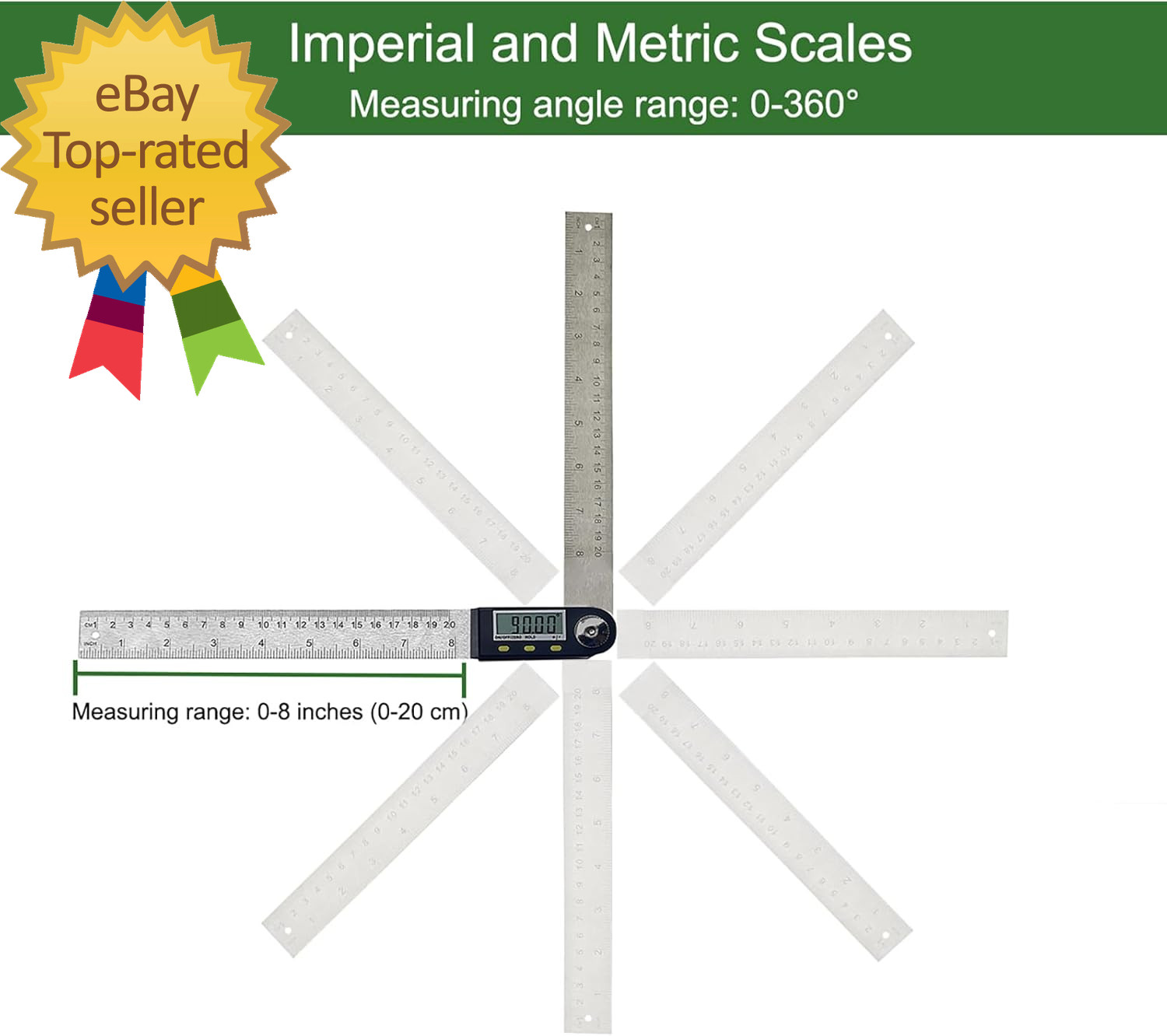 8 Inch Digital Angle Finder Stainless Steel Digital Protractor Angle Ruler