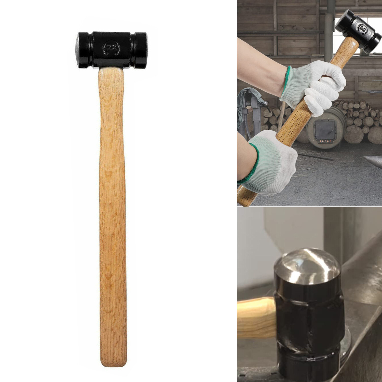36oz Blacksmith Farrier Rounding Hammer Tool For Blacksmithing Forged Tools.