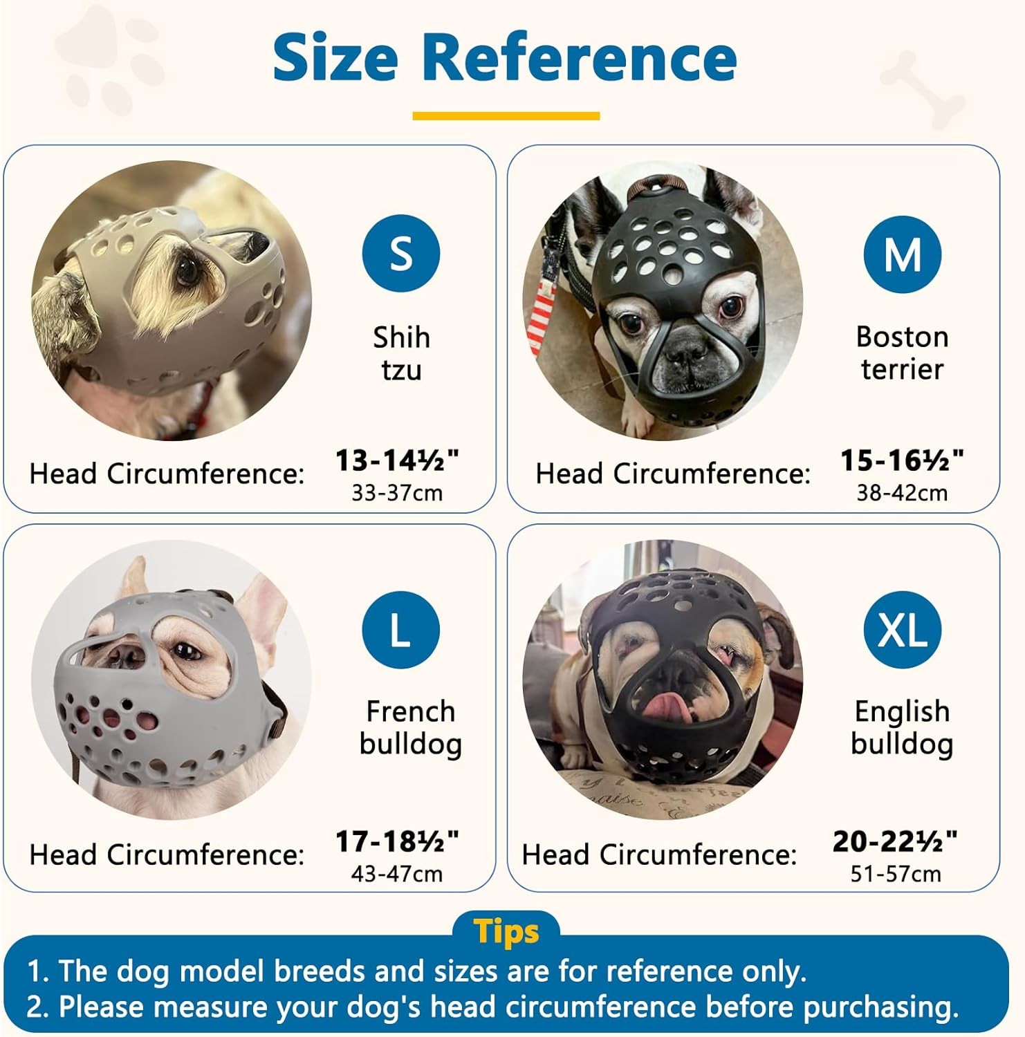 BARKLESS Short Snout Dog Muzzle, Soft M（Head 15-16½）, Gray