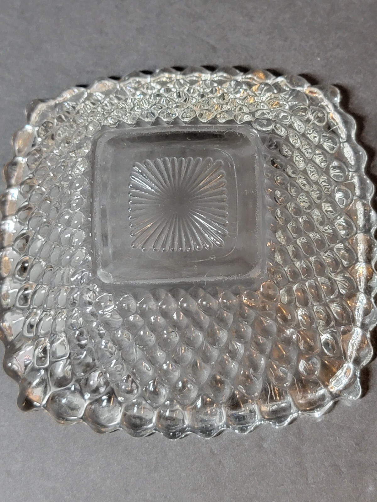 Anchor Hocking Flared Square Glass Candy Dish Diamond Pattern