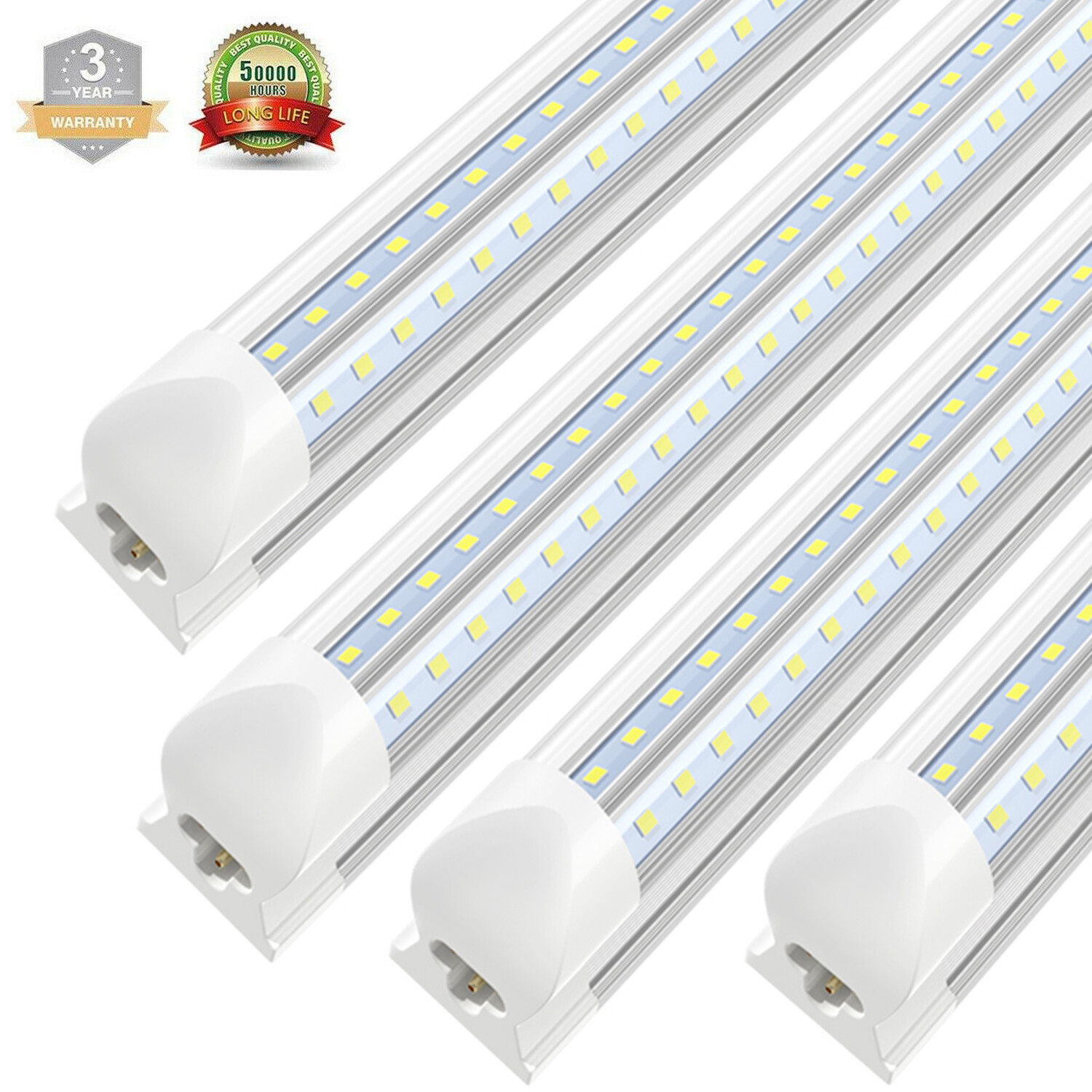 4~25pcs 8FT LED Tube Lights Garage Ceiling T8 72W 6500K LED Shop light Fixtures