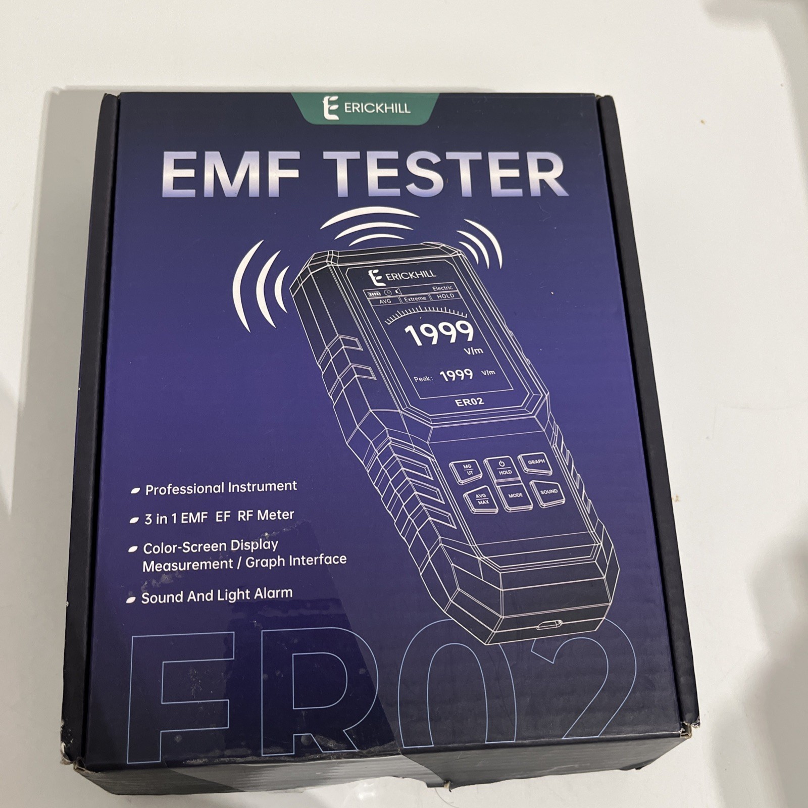 Erickhill ER02 Rechargeable EMF Tester 3 In 1 EF RF EMF Meter