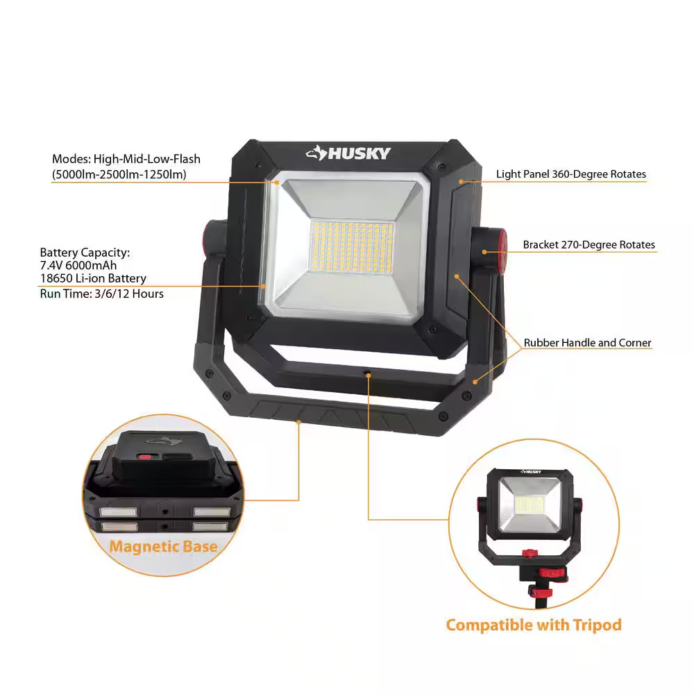 5000 Lumens LED Rechargeable Work Light Free Shipping New