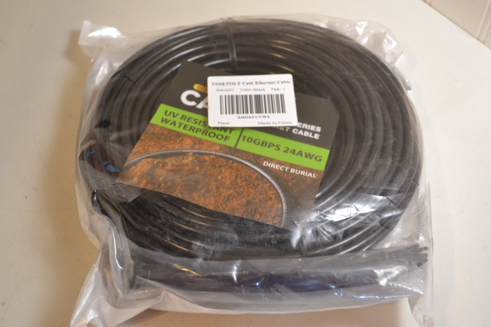 VOIETOLT Cat6 Ethernet Cable 60ft UV Resistant Waterproof