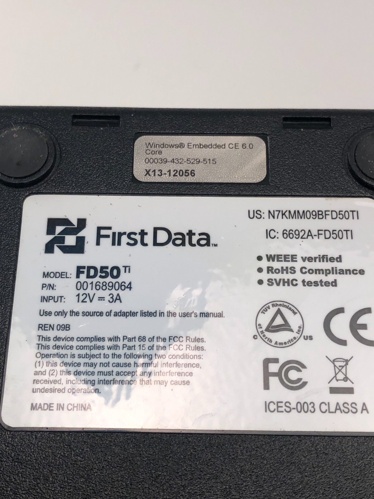 First Data Fd50 Ti Set Credit Card Terminal Reader Scanner