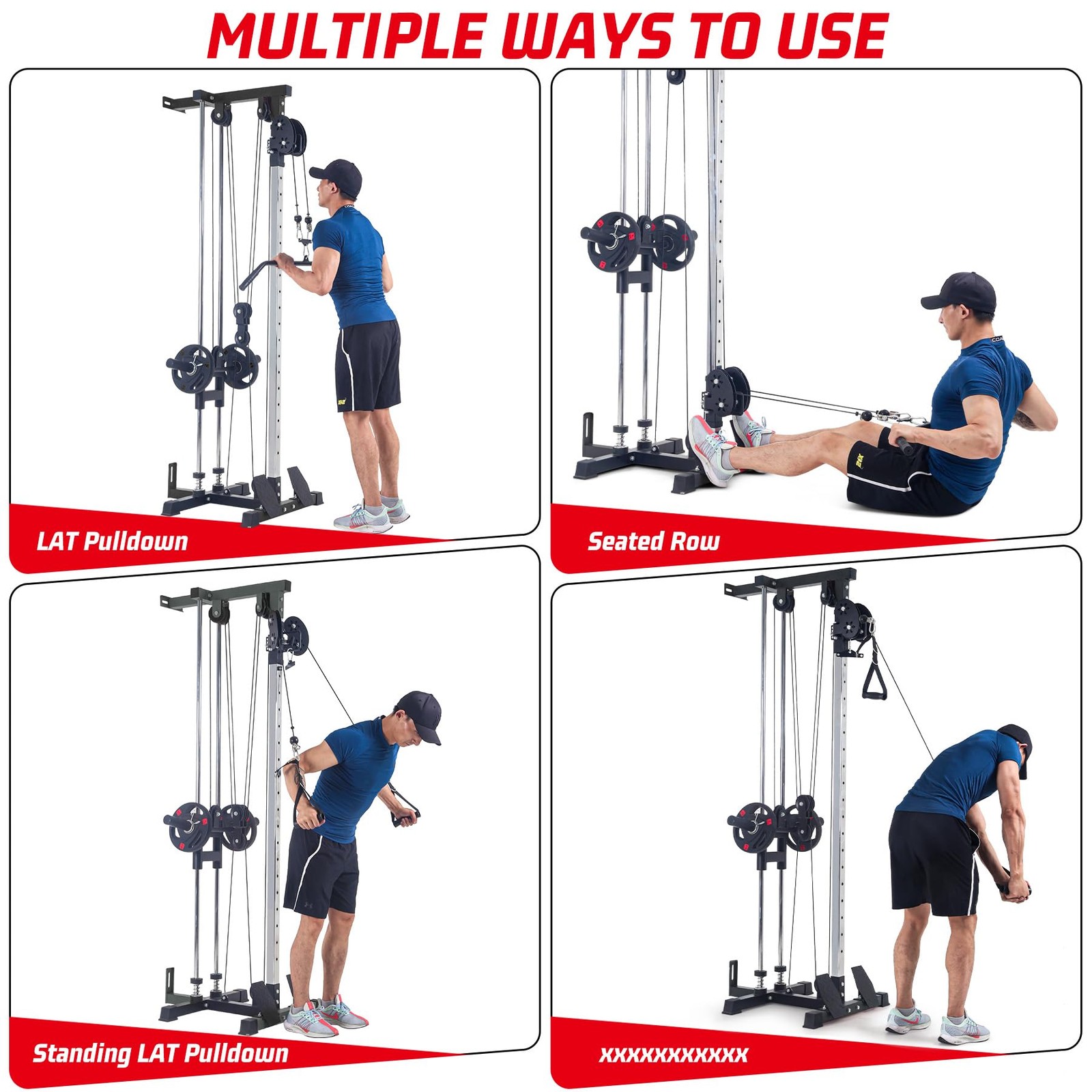 Dual Pulley Cable Machine 20-Position Wall Mount for LAT Pulldown & Row Exercise