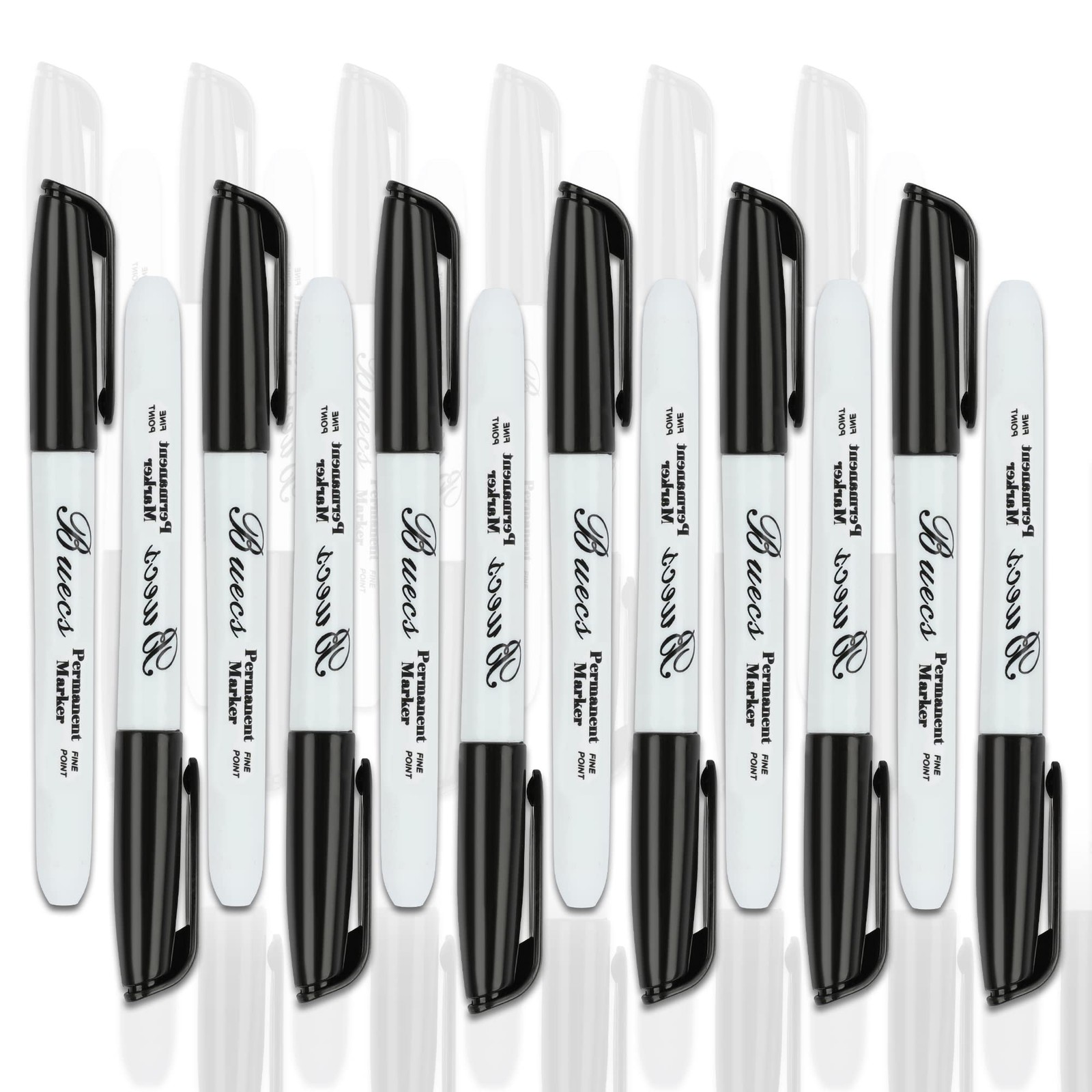 80 PCS Black Permanent Markers Fine Point Waterproof Smear Proof Bulk