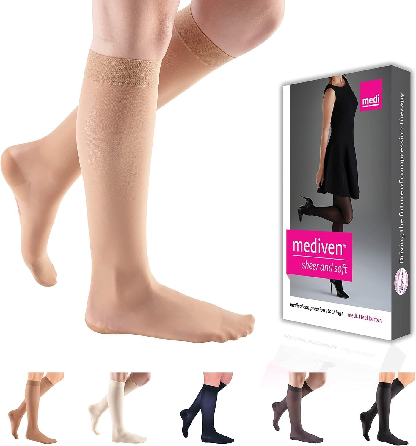 Sheer & Soft for Women, 20-30 Mmhg - Closed Toe Leg Circulation, Knee High Compr