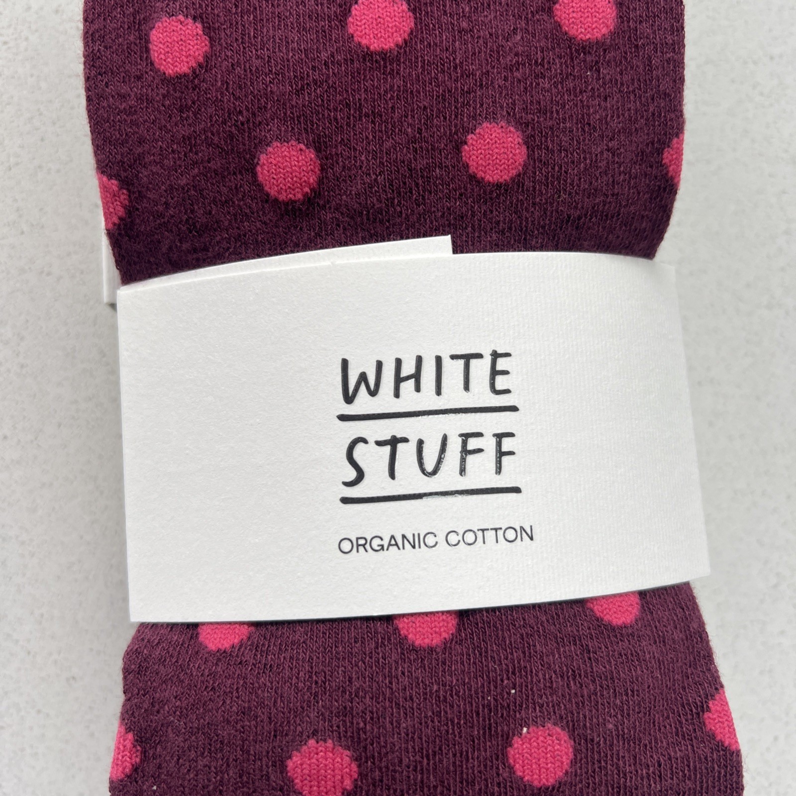 White Stuff ORGANIC COTTON Polka Dot Red Maroon Tights RRP £17.50 size L BNWT