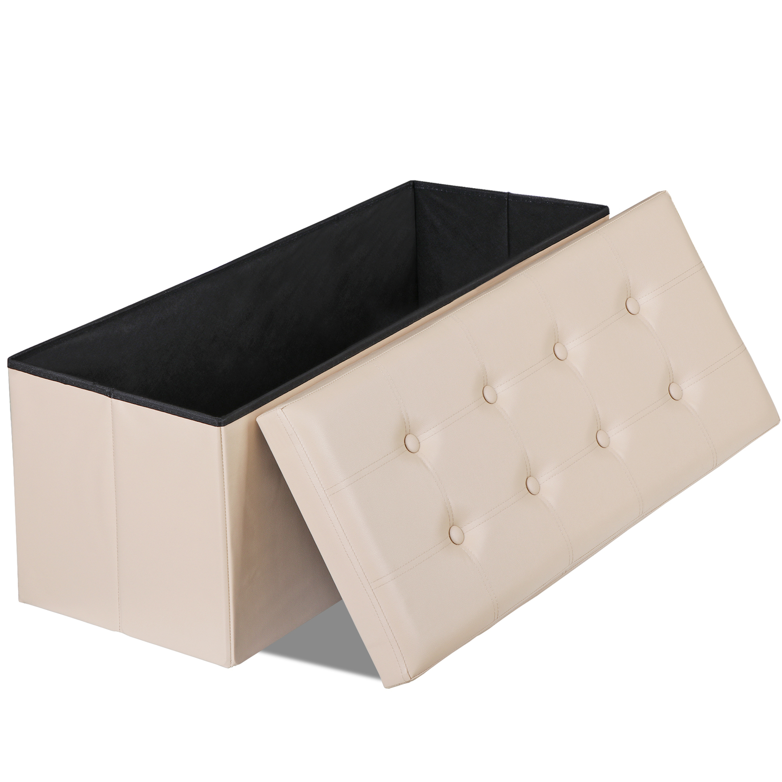 43" Folding Storage Ottoman Bench Fireproof Storage Chest Foot Rest Stool 660lbs
