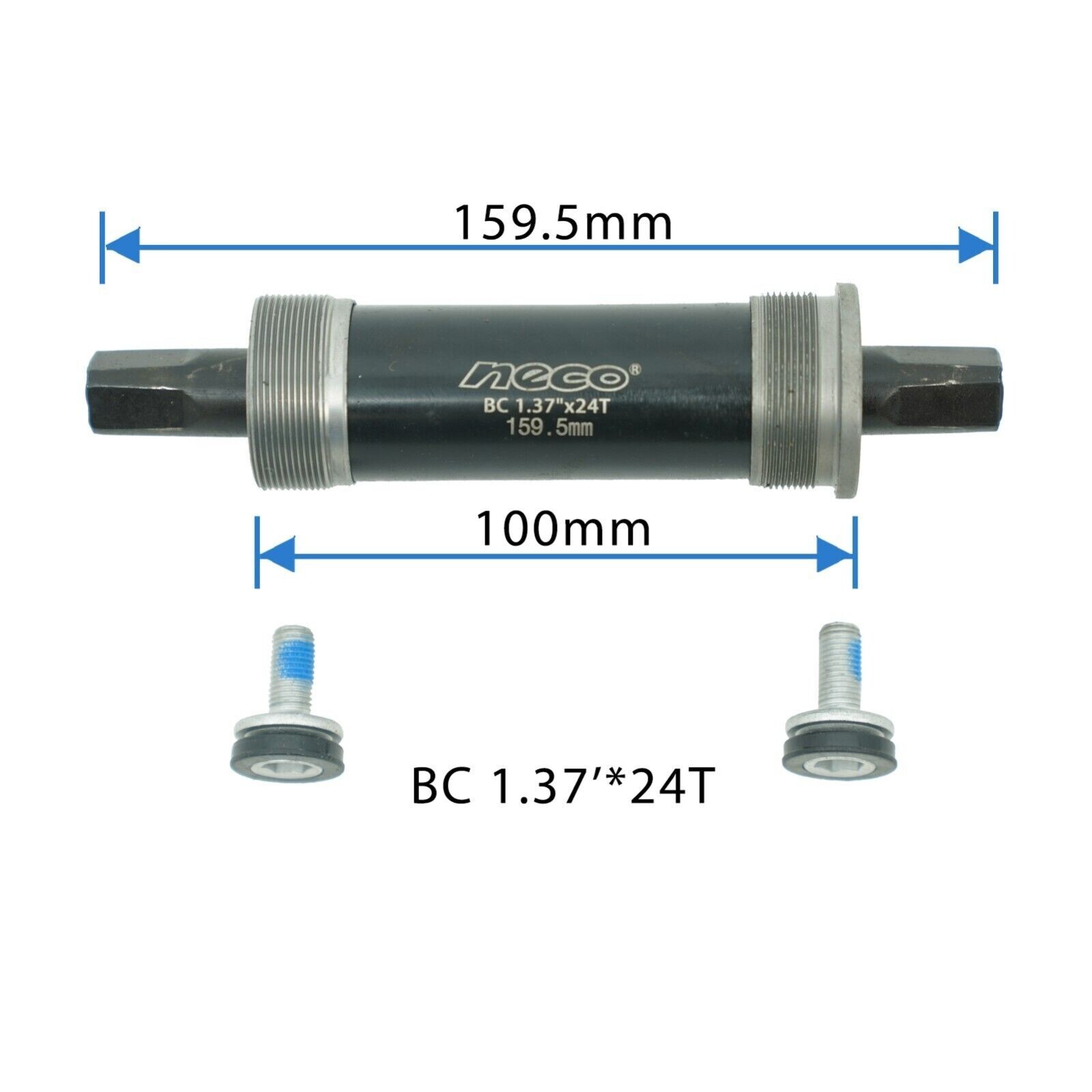 Fat Bike Shell width 100mm Neco Bottom Bracket 1.37" x24T axle length 159.5mm