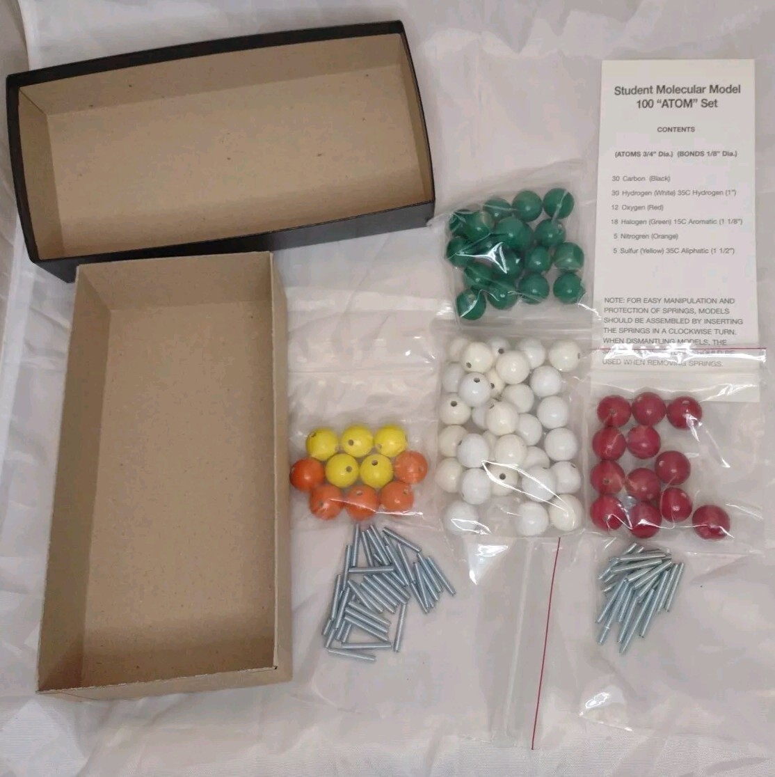 Molecular Model Set Atoms Wooden Chemistry Vintage [Incomplete Set]