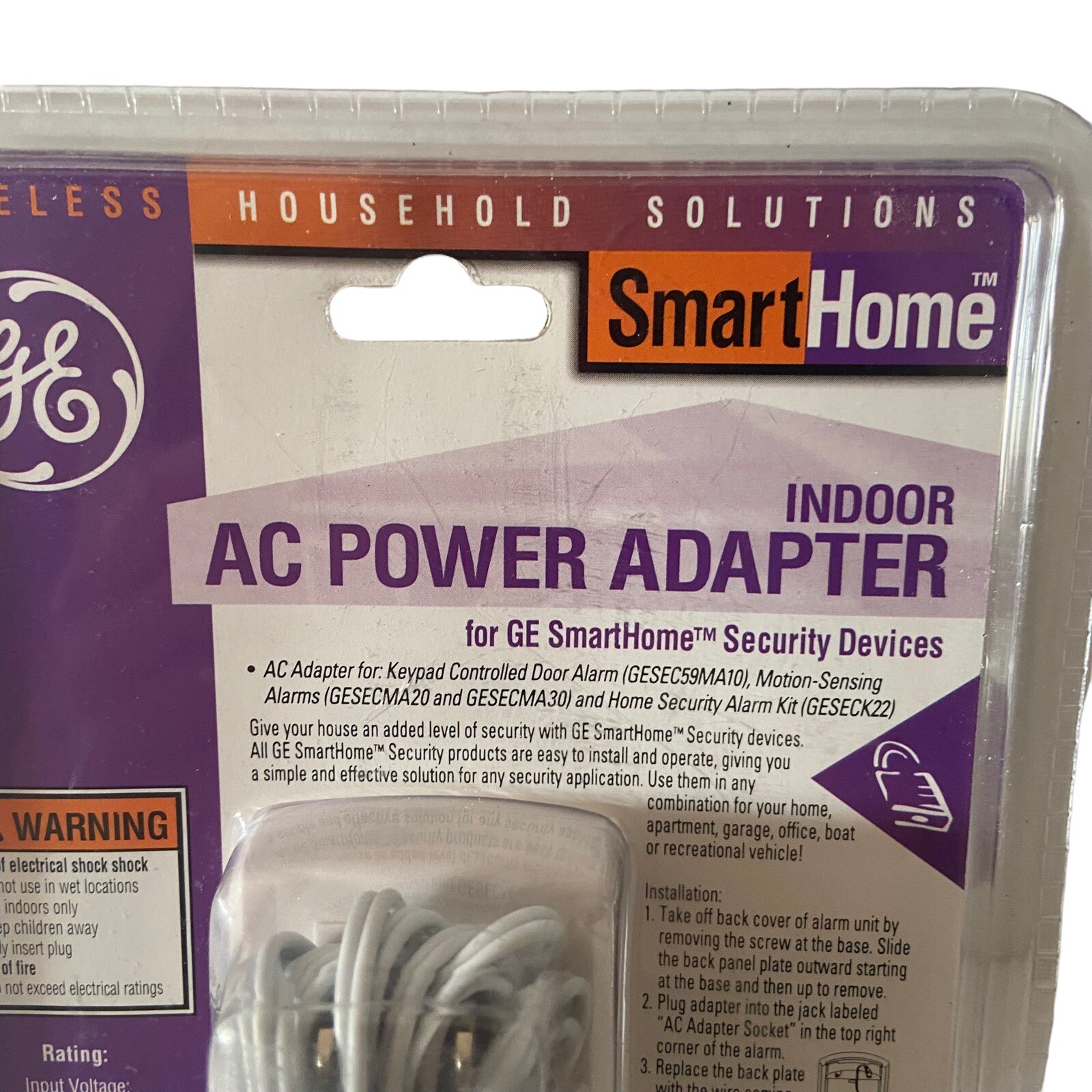 New GE SmartHome Indoor AC/DC Power Adapter GE Smart Home Security Devices