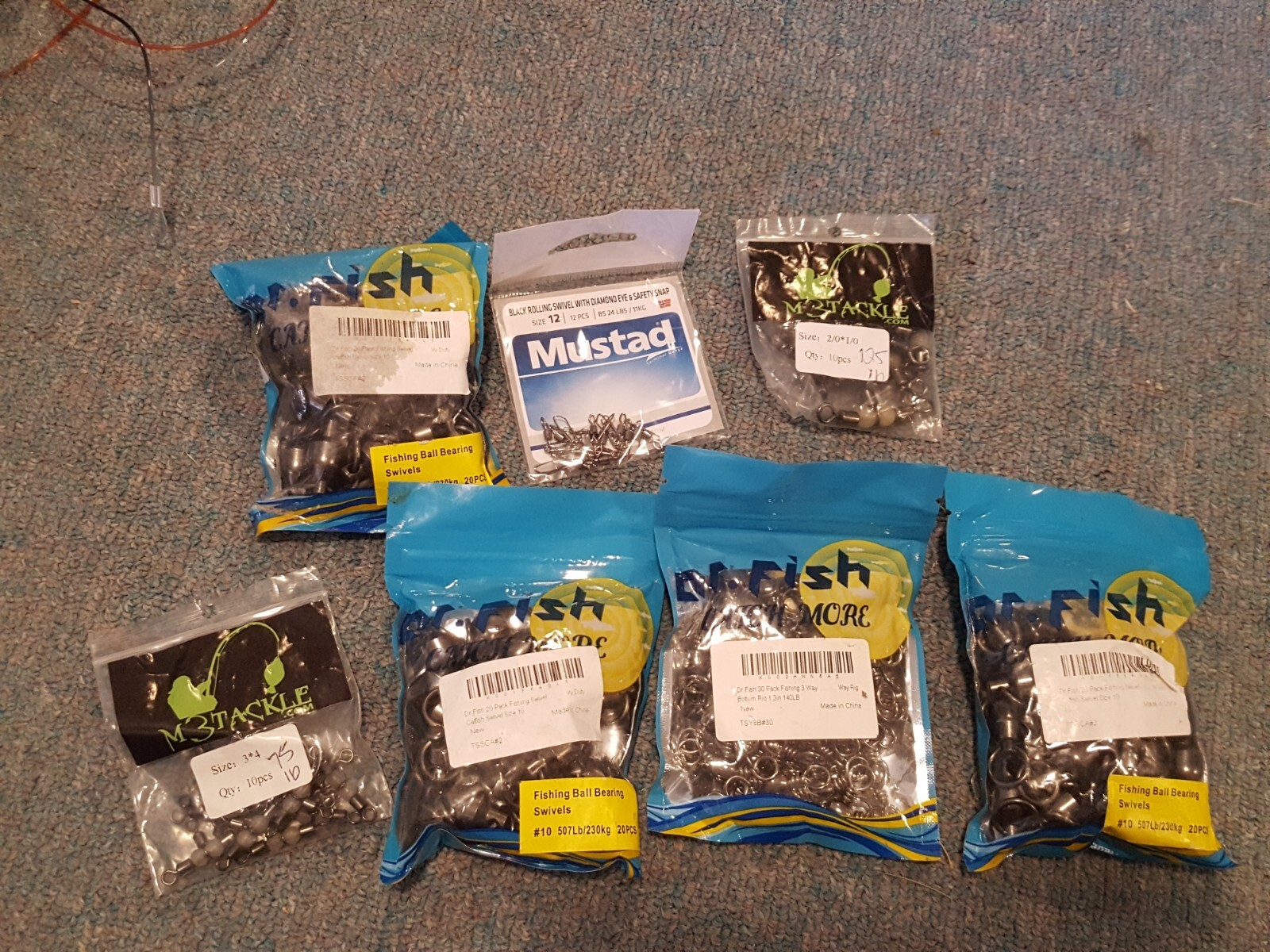 Lot Of 9 Packs Assorted Fishing Rod Swivels
