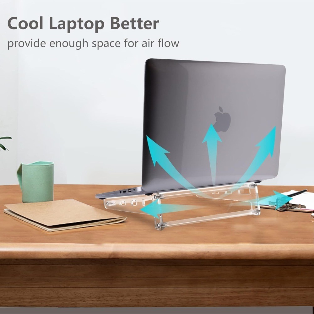 Acrylic Laptop Stand for Desk Clear Ventilated Computer Riser Ergonomic Sturdy