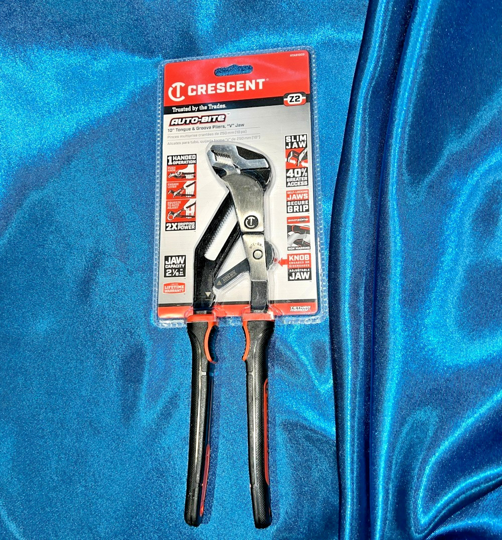 Crescent Auto-Bite 10 Inch Tongue and Groove Pliers - V Jaw - RTAB10CG
