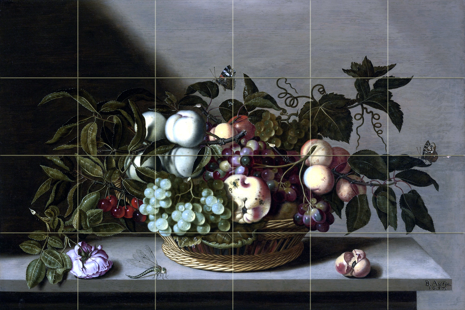 Art STILL LIFE GRAPES CHERRIES PEACHES Mural Ceramic Backsplash Bath Tile #2389