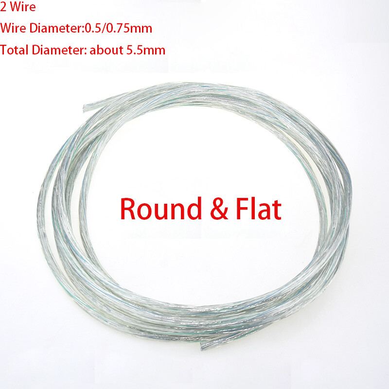 2 Cord Clear 0.5mm 0.75mm Electric Cable Wire Flexible Tinned Copper Stranded