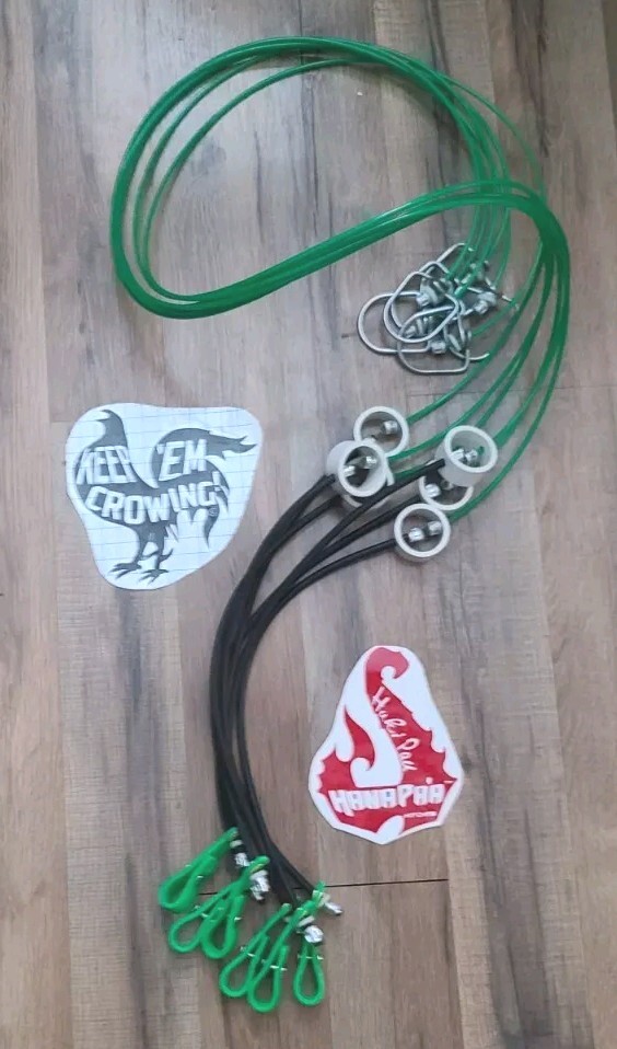 6 TIE CORDS 5ft ea. Rust-free crimps! Green Pro hitch rubber &  Color Cord Combo