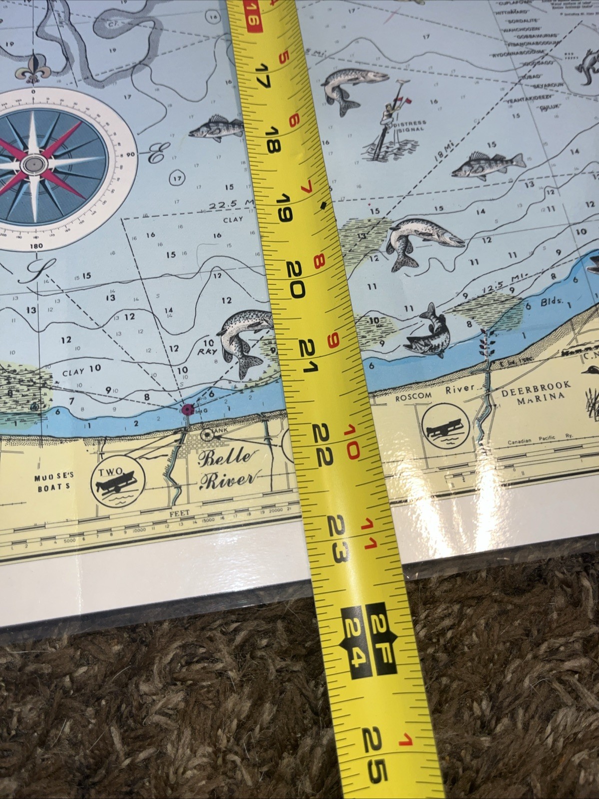 Nautical Fishing Chart Lake St Clair Michigan Laminated Map