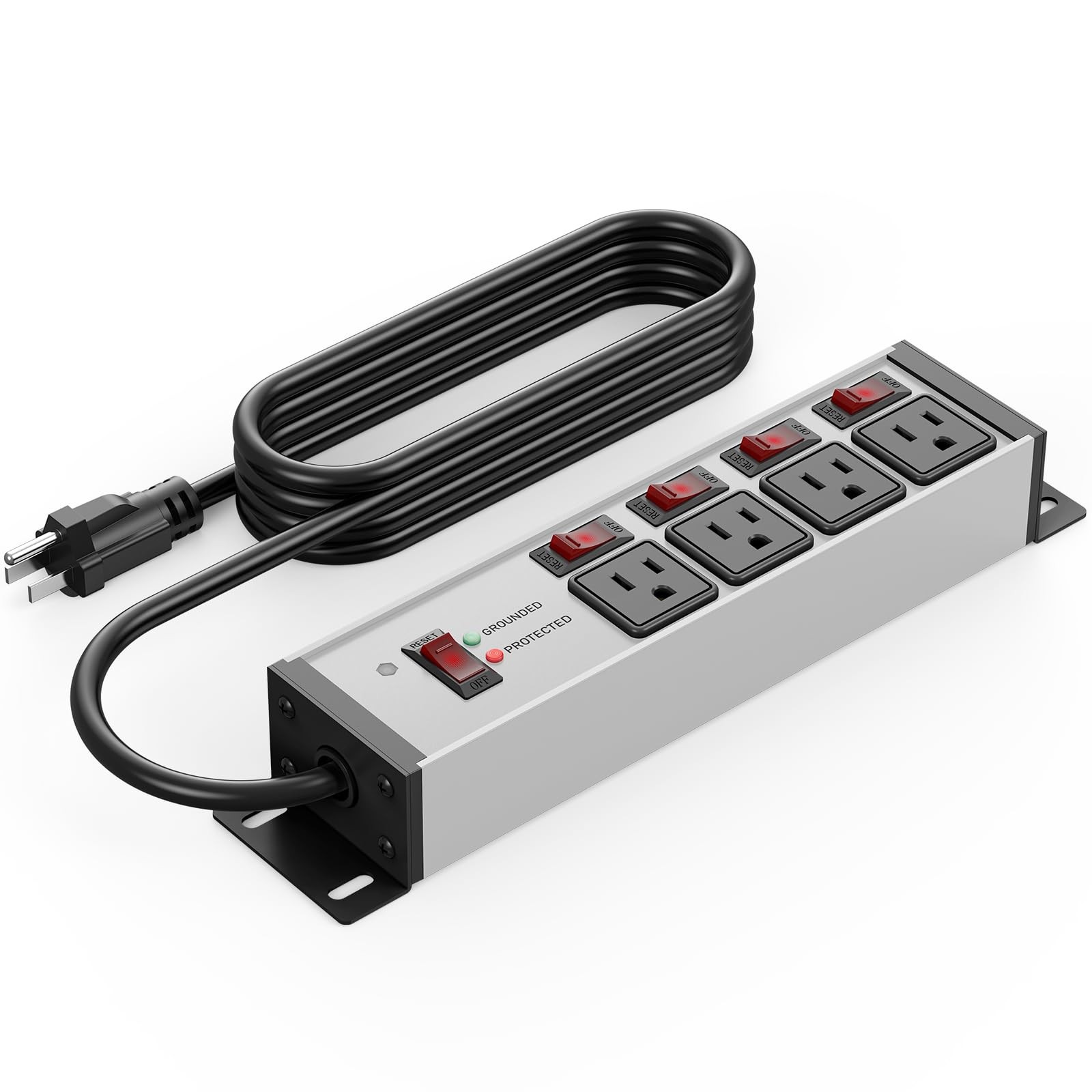 20 Amp Surge Protector Power Strip 6FT 12 Gauge Heavy Duty MultiOutlet Grey