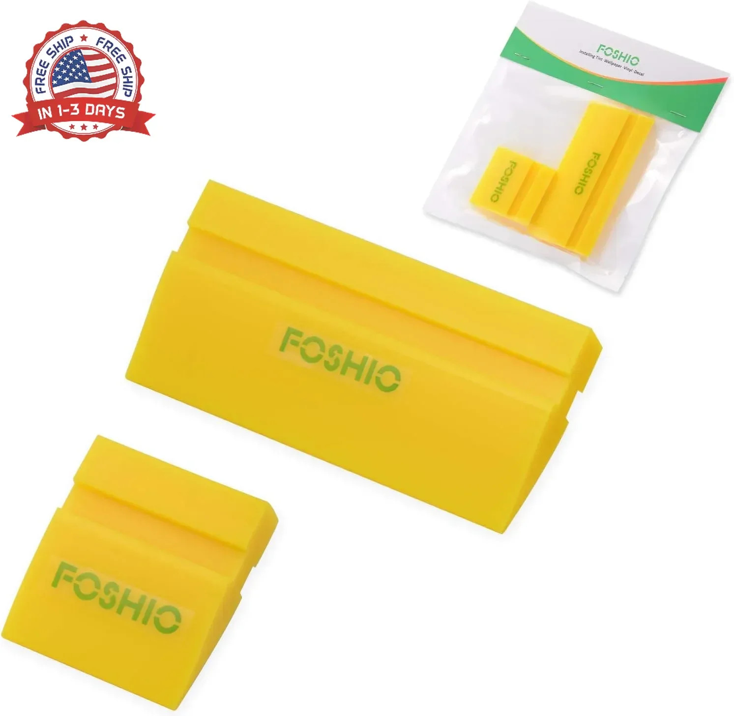 Mini Rubber Squeegee Window Film Decal Wrap Applicator 2 Pcs Yellow for Car Tint