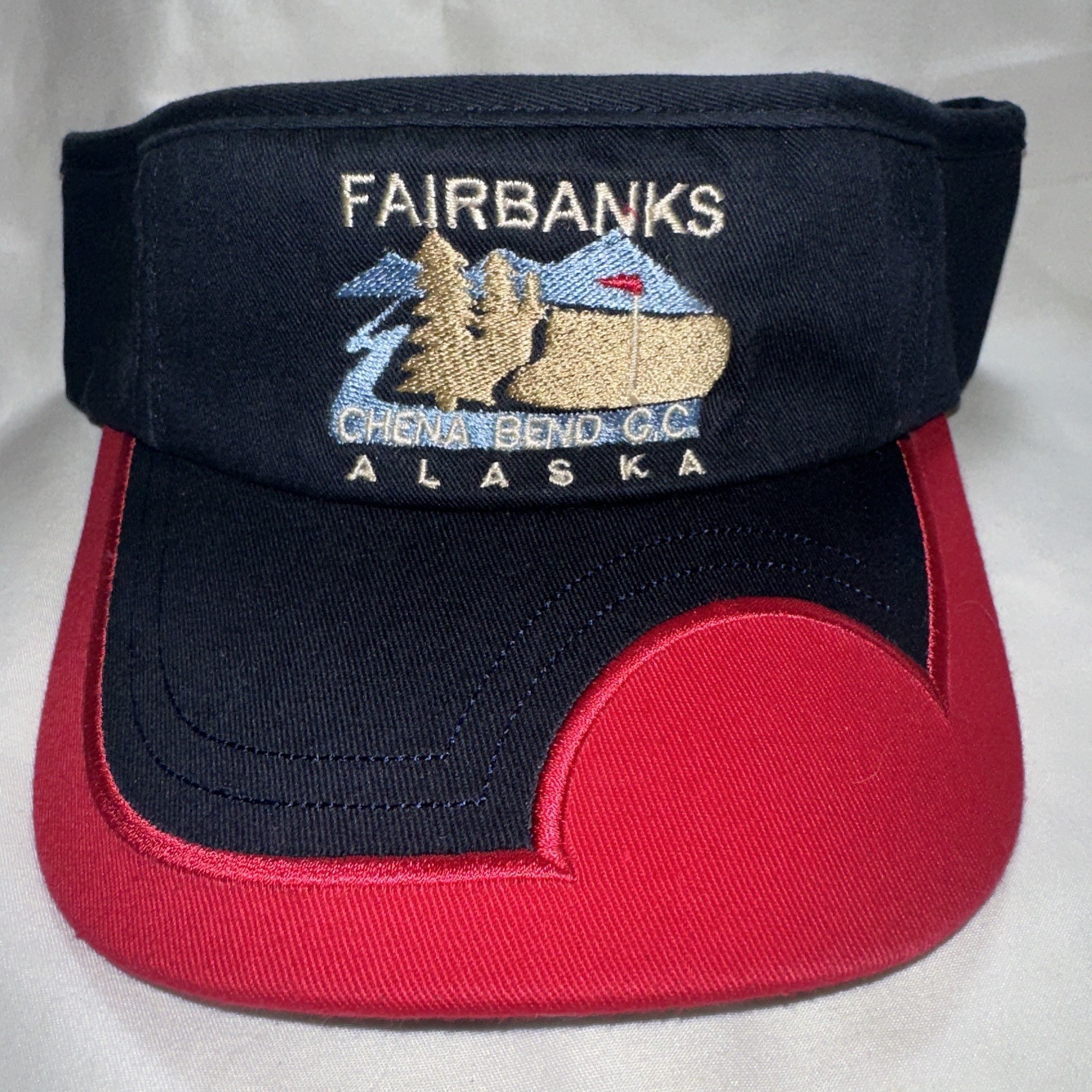 Fairbanks Alaska Chena Bend Golf Club Visor One Sz Fits All Black Red NWOT see